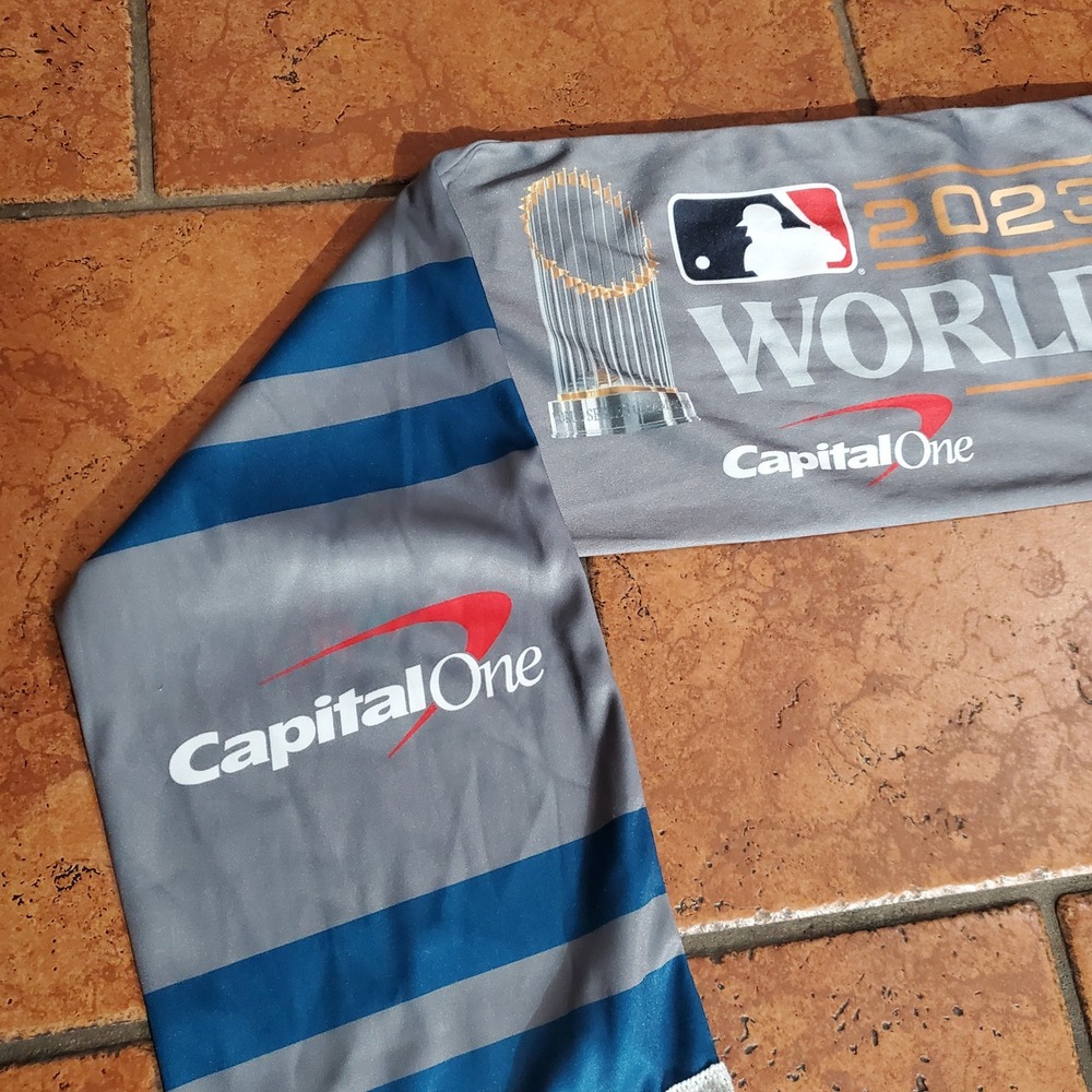 2023 MLB World Series Capital One Commemorative Fringe Scarf Gray Blue OS - Picture 4 of 6